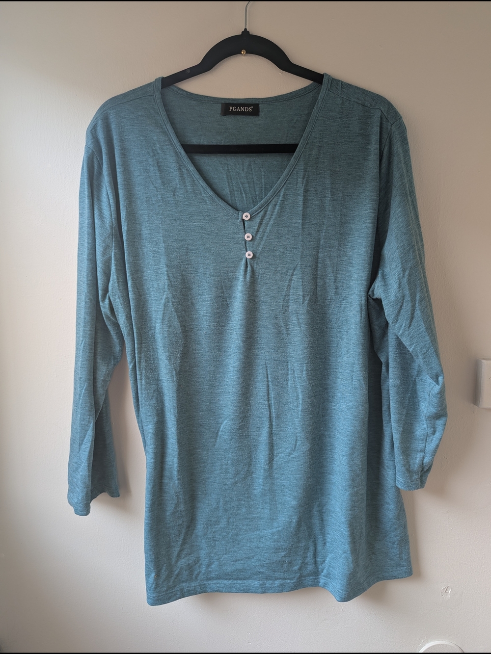 Women's PGANDS Teal Long Sleeve V-Neck Henley Top Size XXL